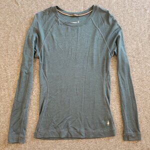 Teal Blue Smartwool Thermal Merino 250 Crew Base Layer Top Sz L